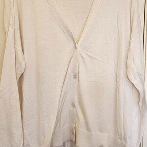 Cream Cardigan, classic 4 button 60% lightweight knit cotton with 40% Viscose
